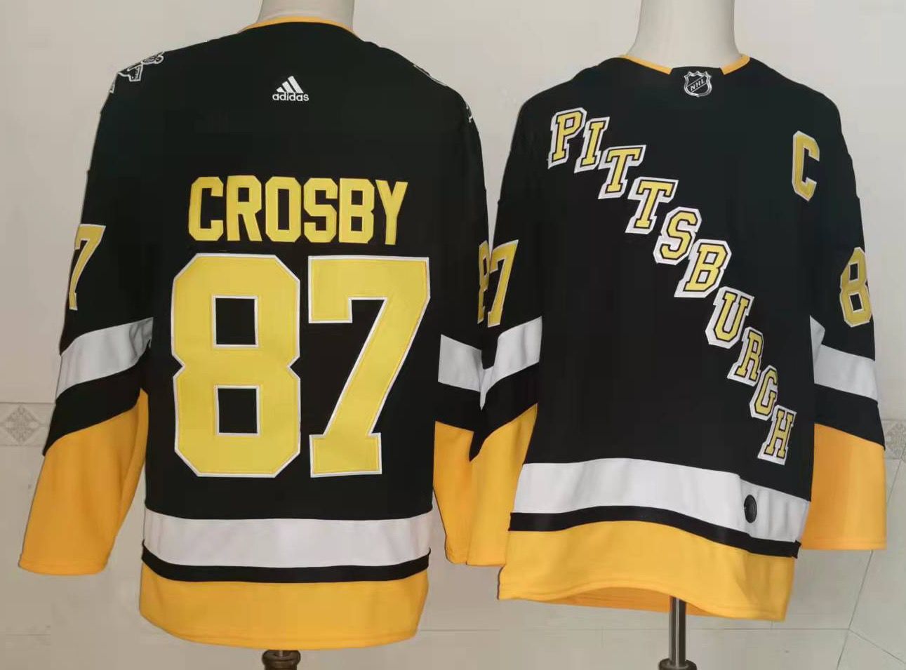 Men Pittsburgh Penguins 87 Crosby Black New 2022 Adidas NHL Jersey